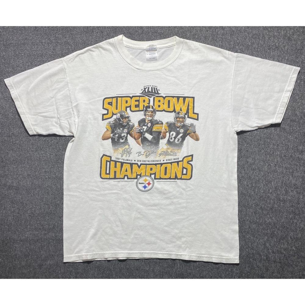 Pittsbugh Steelers Super Bowl Champions XLIII NFL Apparel T-Shirt Mens L